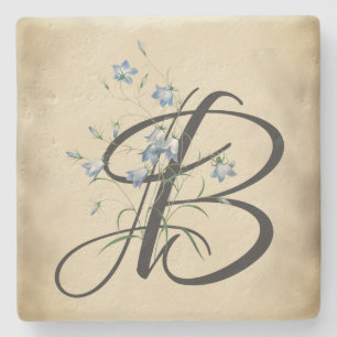 Anfangsbuchstabe B, Vintage- Blauglocken-Steinunte Steinuntersetzer
