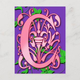 Anfangsbuchstabe C Monogramm auf rosa Lila Karten