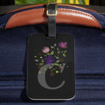 Anfangsbuchstabe C Plus Floral Design Gepäckmarke