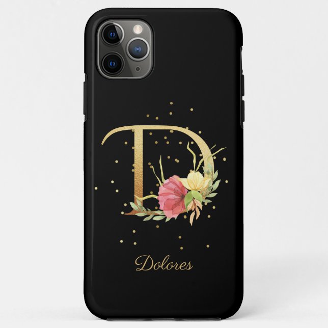 Anfangsbuchstabe D für das Floral Monogramm Case-Mate iPhone Hülle (Rückseite)