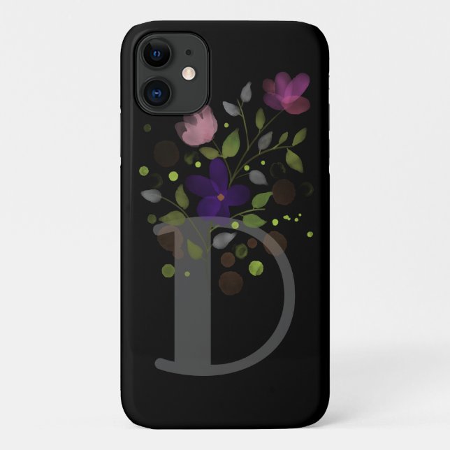 Anfangsbuchstabe D Plus Blumendesign Case-Mate iPhone Hülle (Rückseite)