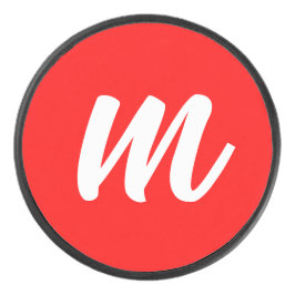 Anfangsbuchstabe der Roten Weißkalligraphie Eishockey Puck