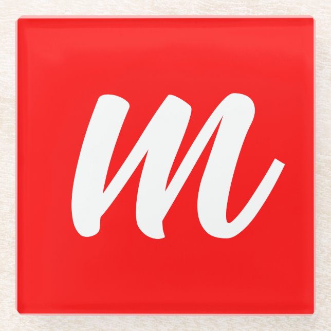 Anfangsbuchstabe der Roten Weißkalligraphie Glasuntersetzer (Vorderseite)