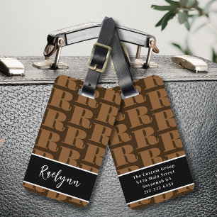 Anfangsbuchstabe des braunen Schwarz-weißen modern Gepäckanhänger