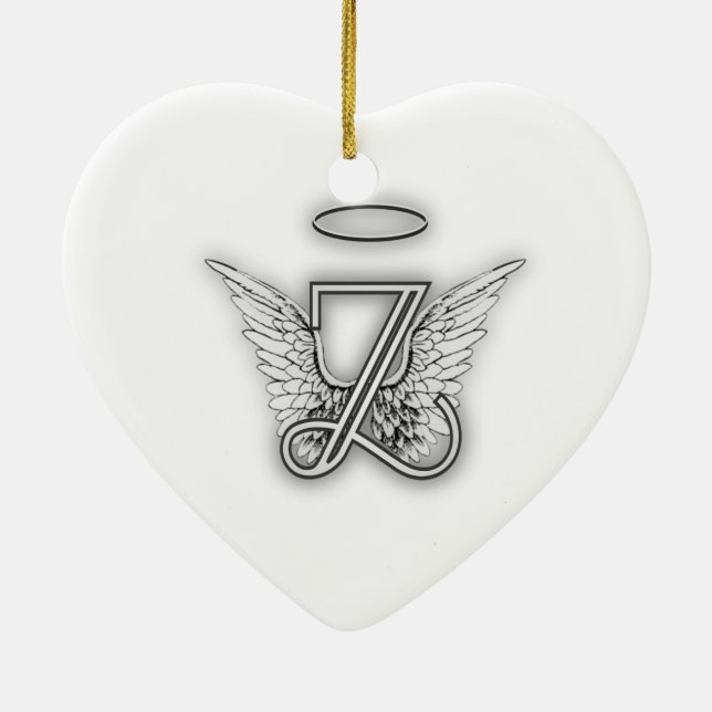 Anfangsbuchstabe des Engels-Alphabet-Z Wings Halo Keramik Ornament (Hinten)