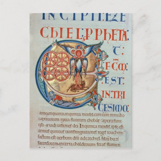 Anfangsbuchstabe "E" Et factum est Postkarte (Vorderseite)