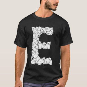 Anfangsbuchstabe E Großbuchstabe Lustiger Katzenli T-Shirt