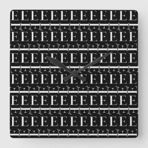 Anfangsbuchstabe E, Hintergrundfarbe auswählen Quadratische Wanduhr