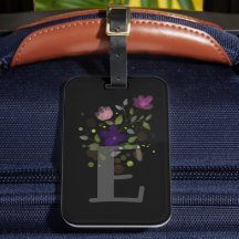 Anfangsbuchstabe E Plus Floral Design Gepäckmarke