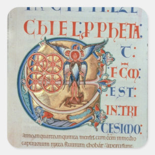 Anfangsbuchstabe "E" und factum est Quadratischer Aufkleber