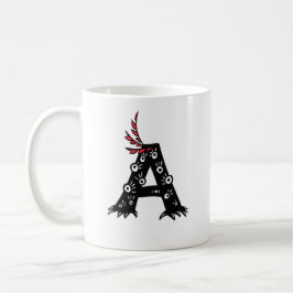 Anfangsbuchstabe ein lustiges niedliches Monster Kaffeetasse