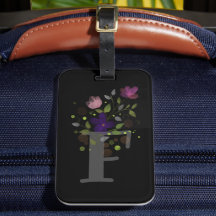 Anfangsbuchstabe F Plus Floral Design Gepäckmarke