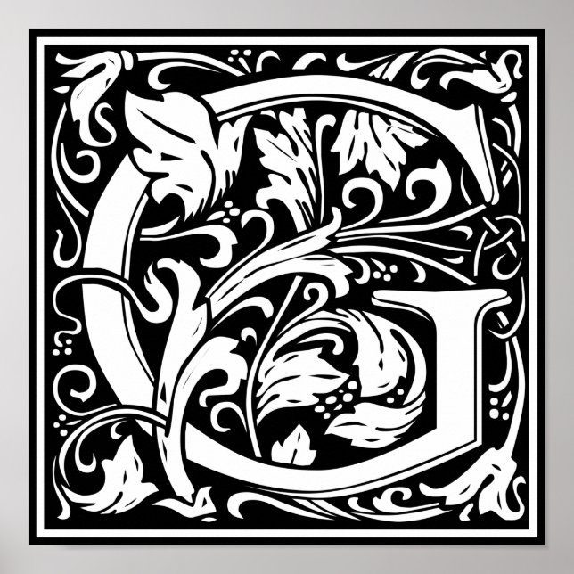 Anfangsbuchstabe G Mittelalterliches Monogramm Vin Poster (Vorne)