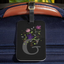 Anfangsbuchstabe G Plus Floral Design Gepäckmarke
