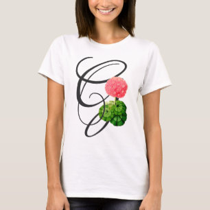 Anfangsbuchstabe G, Vintage-Geranium-T-Shirt T-Shirt