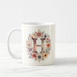 Anfangsbuchstabe H Blumen Boho Blumen Tasse