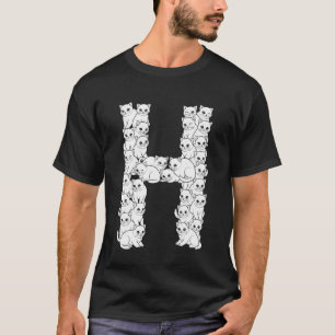 Anfangsbuchstabe H Großbuchstabe Lustiger Katzenli T-Shirt