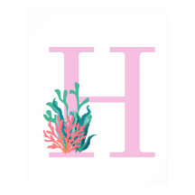 Anfangsbuchstabe H Monogram Pink Aquamarin Coral P