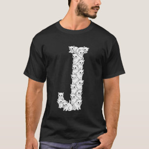 Anfangsbuchstabe J Großbuchstabe Lustiger Katzenli T-Shirt