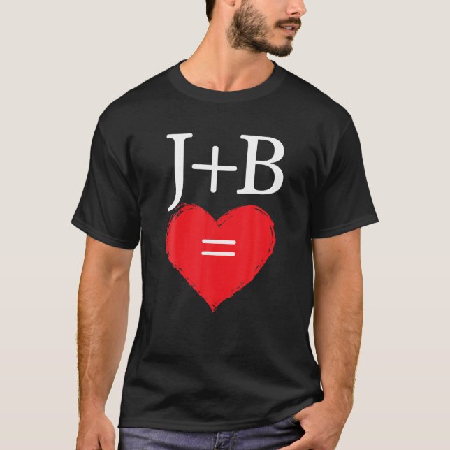 Anfangsbuchstabe J Plus B Paare Liebe Monogramm T-Shirt (Vorderseite)
