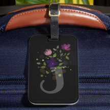 Anfangsbuchstabe J Plus Floral Design Gepäckmarke