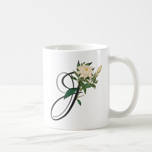 Anfangsbuchstabe J, Vintage-Jasmin-Kaffeetasse Kaffeetasse (Rechts)