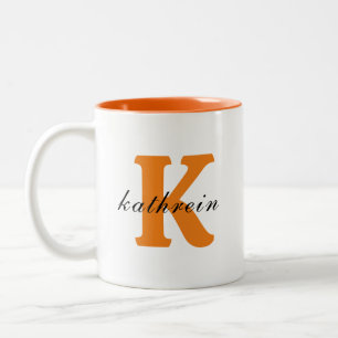 Anfangsbuchstabe K Einfache Monogramm Moderner Sti Zweifarbige Tasse