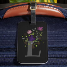 Anfangsbuchstabe L Plus Floral Design Gepäckmarke