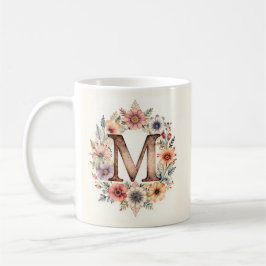 Anfangsbuchstabe M Flower Boho Blumen Tasse