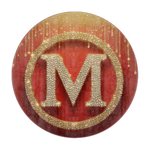 Anfangsbuchstabe M Gold Glitter Monogramm Schneidebrett