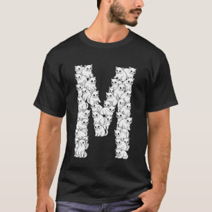 Anfangsbuchstabe M Großbuchstabe Lustiger Katzenli T-Shirt
