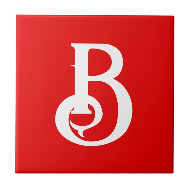 Anfangsbuchstabe Mit Monogramm Red White Classic Fliese (Vorderseite)