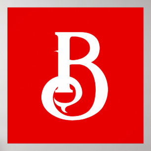 Anfangsbuchstabe Mit Monogramm Red White Classic Poster