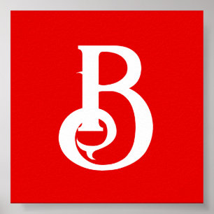 Anfangsbuchstabe Mit Monogramm Red White Classic Poster