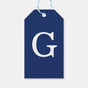 Anfangsbuchstabe Monogramm Blau Weiß Schlicht Einf Geschenkanhänger