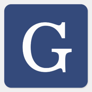 Anfangsbuchstabe Monogramm Blau Weiß Schlicht Einf Quadratischer Aufkleber