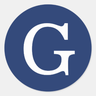 Anfangsbuchstabe Monogramm Blau Weiß Schlicht Einf Runder Aufkleber