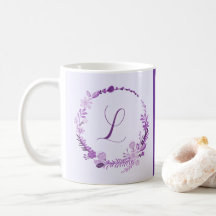 Anfangsbuchstabe Monogramm Elegant Chic Lila Flora