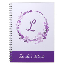 Anfangsbuchstabe Monogramm Elegant Chic Lila Flora Notizblock