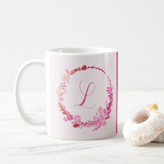 Anfangsbuchstabe Monogramm Elegant Chic Rosa Flora Kaffeetasse