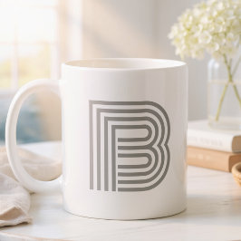 Anfangsbuchstabe Monogramm Grau Weiß Modern Stylis Zweifarbige Tasse