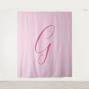 Anfangsbuchstabe Monogramm Hellrosa Schlicht Chic Wandteppich