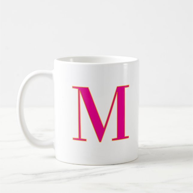 Anfangsbuchstabe Monogramm Modern Trendig Rosa Kaffeetasse (Links)