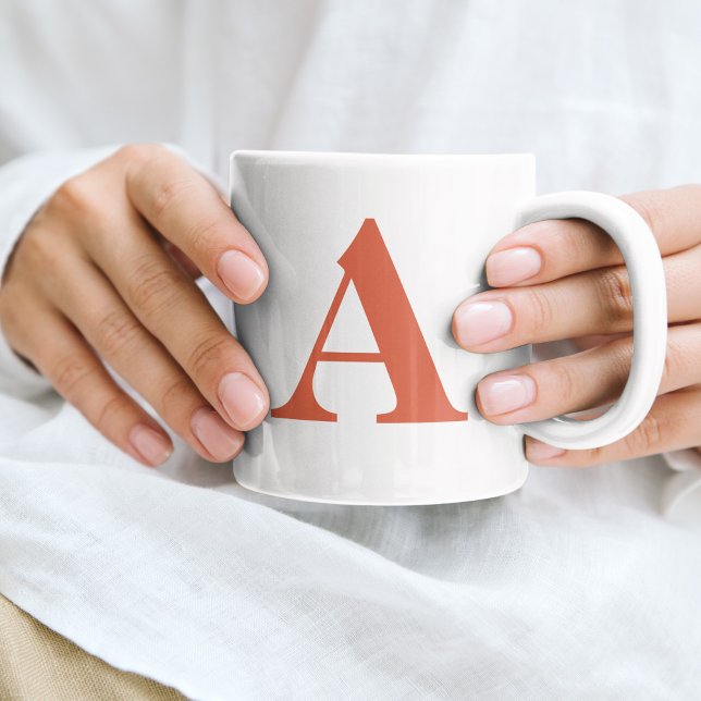 Anfangsbuchstabe Monogramm Moderne Terrakotta Kaffeetasse (Von Creator hochgeladen)
