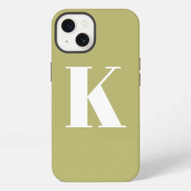 Anfangsbuchstabe Monogramm moderner Stil Olivgrün iPhone Hülle (Rückseite)