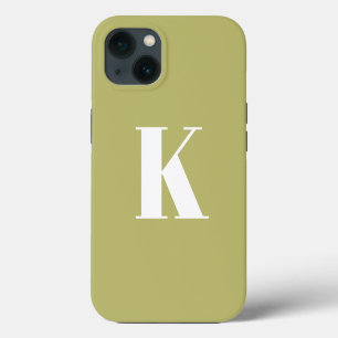 Anfangsbuchstabe Monogramm moderner Stil Olivgrün iPhone 13 Hülle