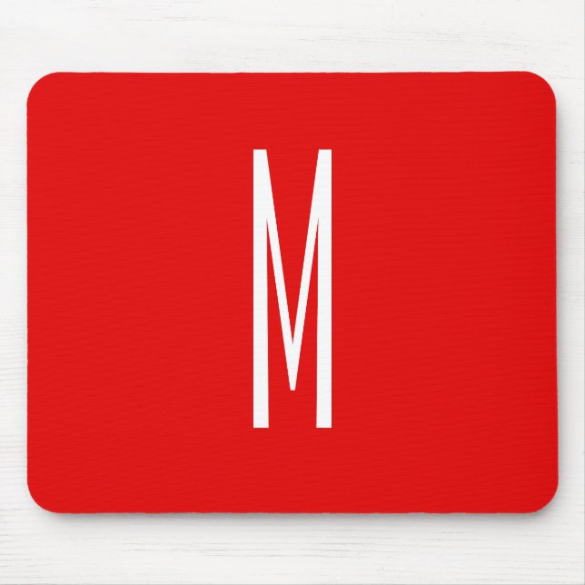 Anfangsbuchstabe Monogramm moderner Stil Rot Weiß Mousepad (Vorne)