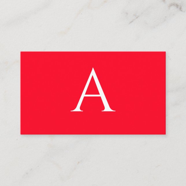 Anfangsbuchstabe Monogramm Rot Weiß Schlicht Einfa Begleitkarte (Vorderseite)