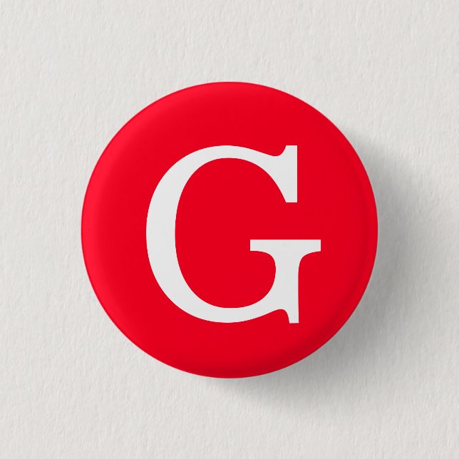 Anfangsbuchstabe Monogramm Rot Weiß Schlicht Einfa Button (Vorderseite)
