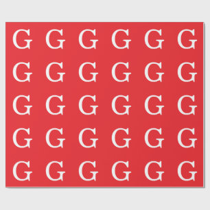 Anfangsbuchstabe Monogramm Rot Weiß Schlicht Einfa Geschenkpapier